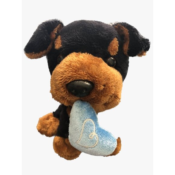 Walmart Rottweiler Rottie Black Brown Blue Heart Blue Ribbon 7 " Sitting - Picture 4 of 8